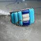 Cobblestone ring Navajo turquoise Lapis MOP size 9.75 sterling silver women men