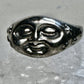Moon Face & Stars ring size 5 leaves celestial band sterling silver women