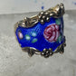 Guilloche ring floral rose band size 6.75 sterling silver women girls
