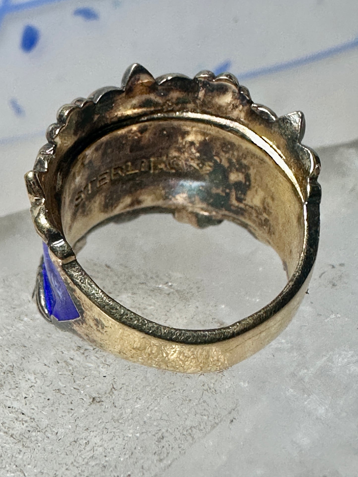 Guilloche ring floral rose band size 6.75 sterling silver women girls