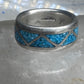 Zuni Wedding ring turquoise chips wedding band size 6.50 sterling silver women men