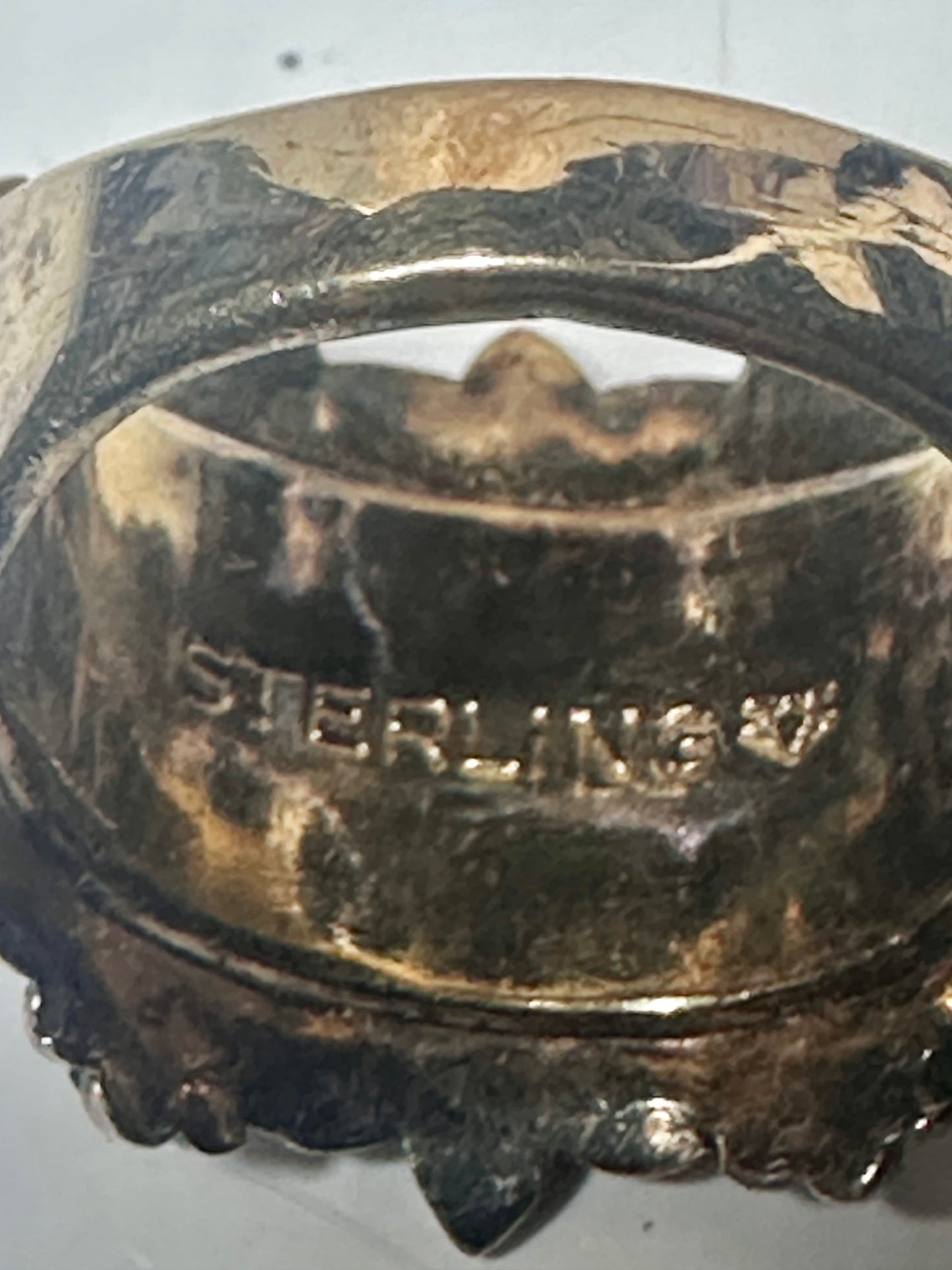 Guilloche ring floral rose band size 6.75 sterling silver women girls