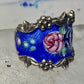 Guilloche ring floral rose band size 6.75 sterling silver women girls