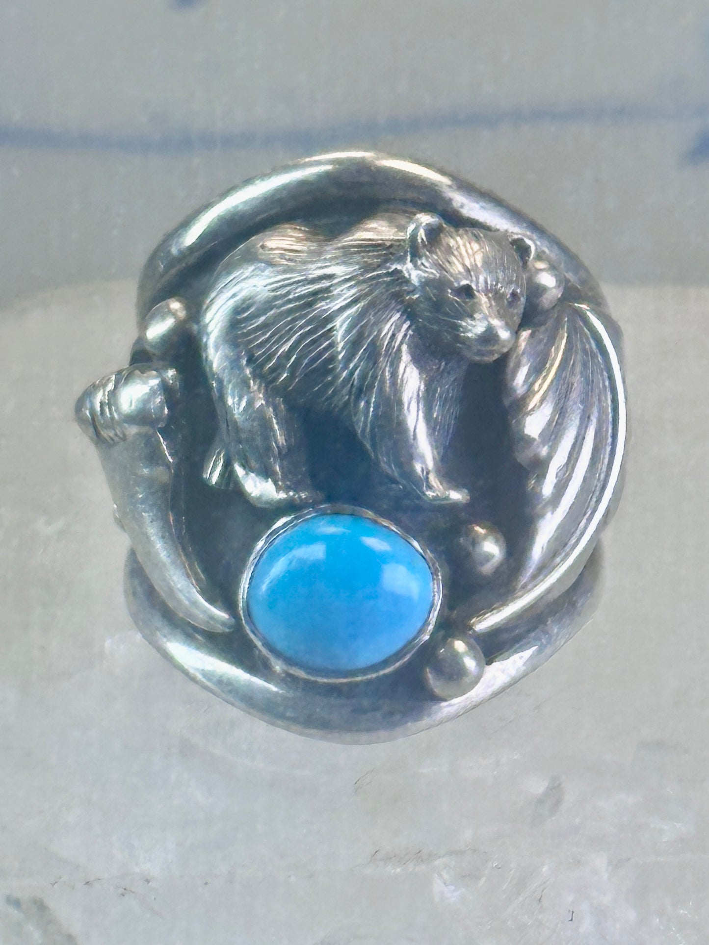 Bear ring turquoise band claw Carolyn Pollack size 7 sterling silver women