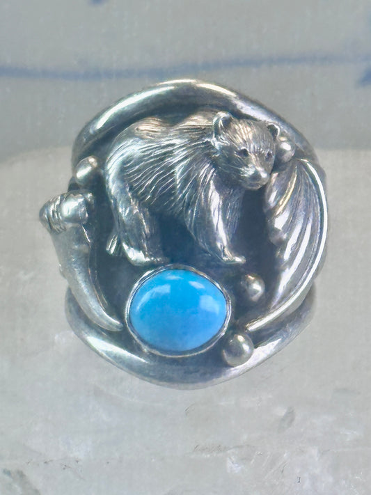 Bear ring turquoise band claw Carolyn Pollack size 7 sterling silver women