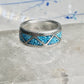 Zuni Wedding ring turquoise chips wedding band size 6.50 sterling silver women men