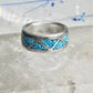 Zuni Wedding ring turquoise chips wedding band size 6.50 sterling silver women men