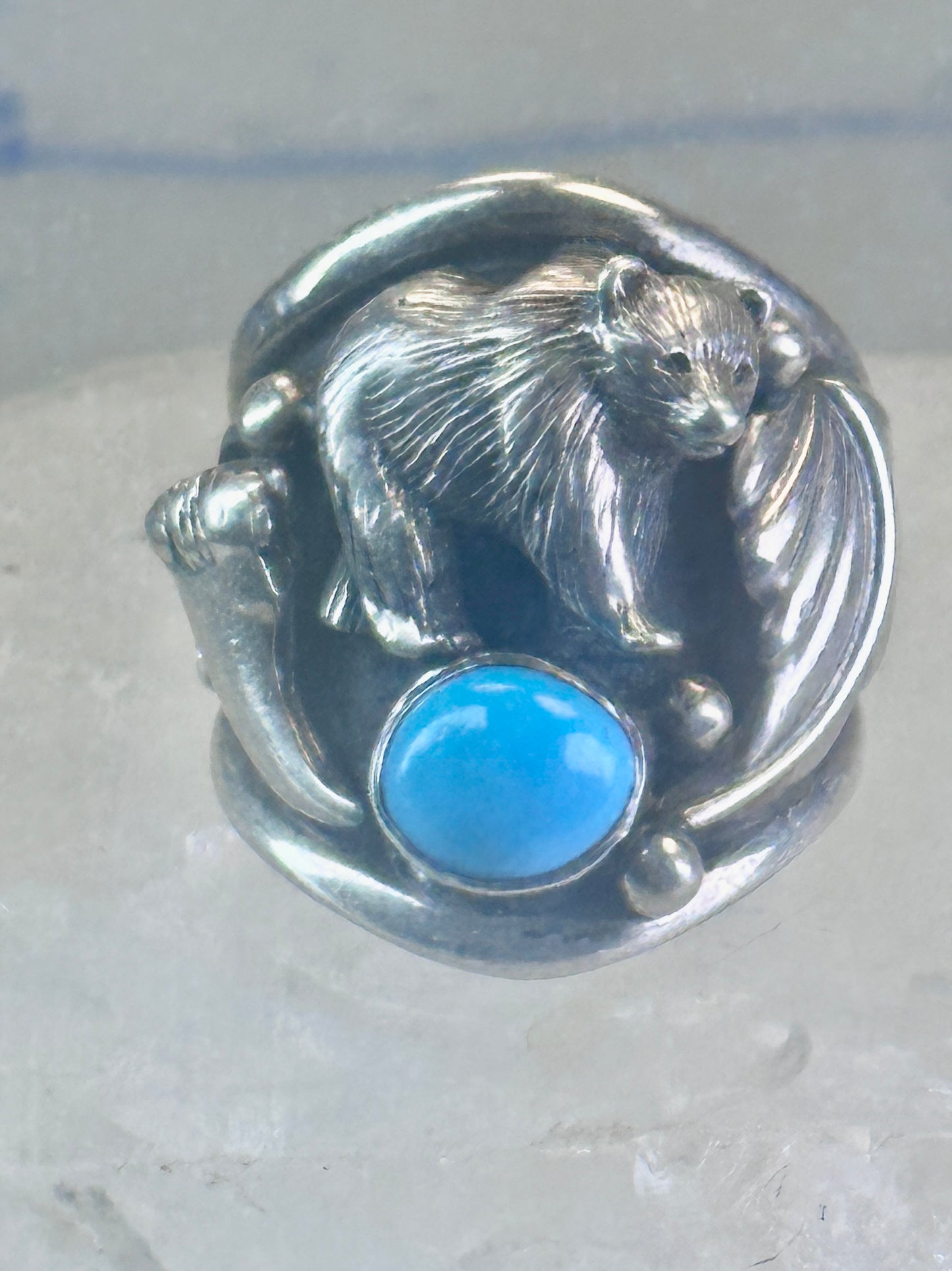 Bear ring turquoise band claw Carolyn Pollack size 7 sterling silver women