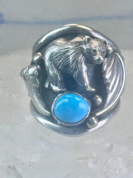 Bear ring turquoise band claw Carolyn Pollack size 7 sterling silver women