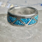 Zuni Wedding ring turquoise chips wedding band size 6.50 sterling silver women men