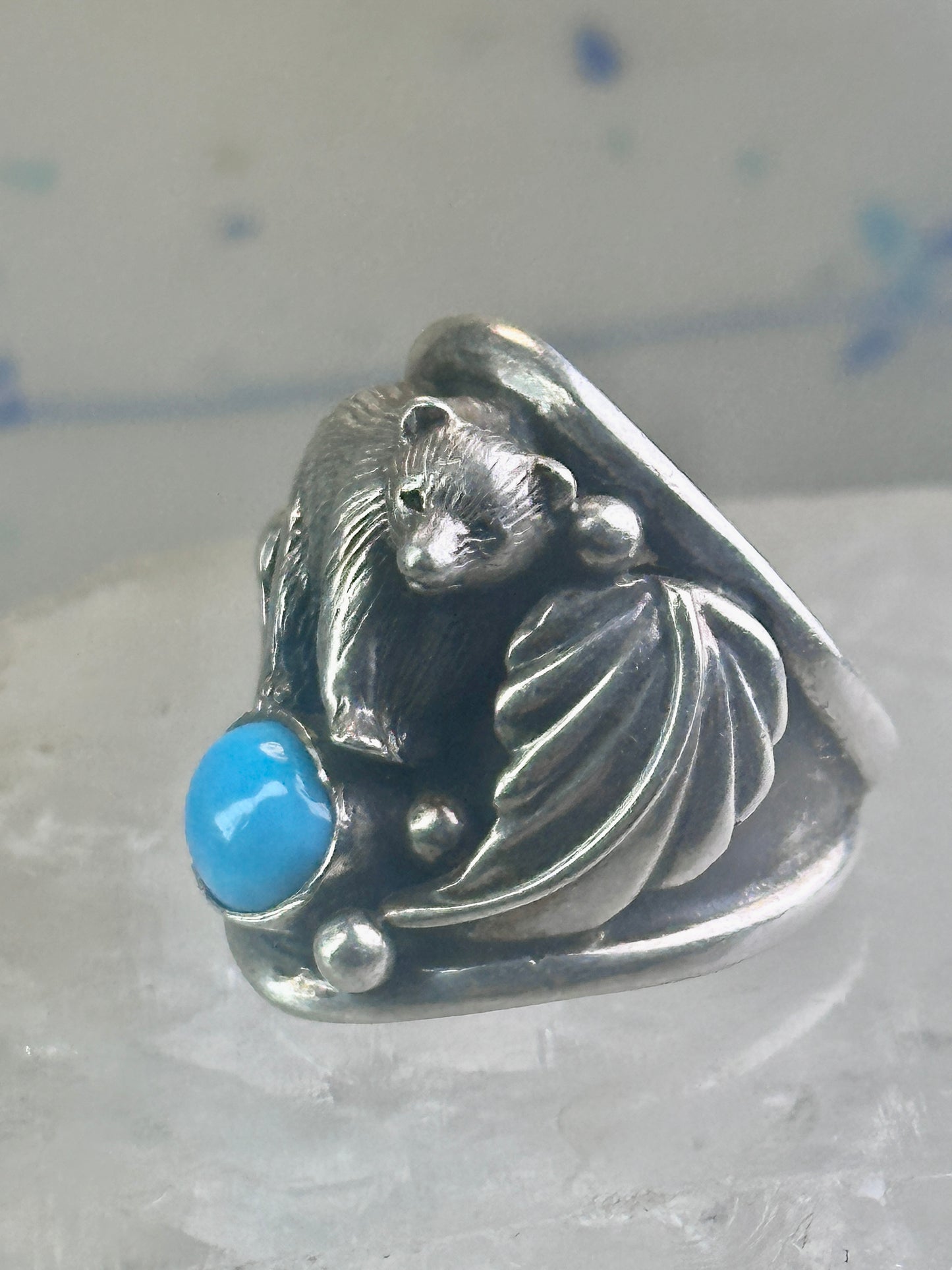 Bear ring turquoise band claw Carolyn Pollack size 7 sterling silver women