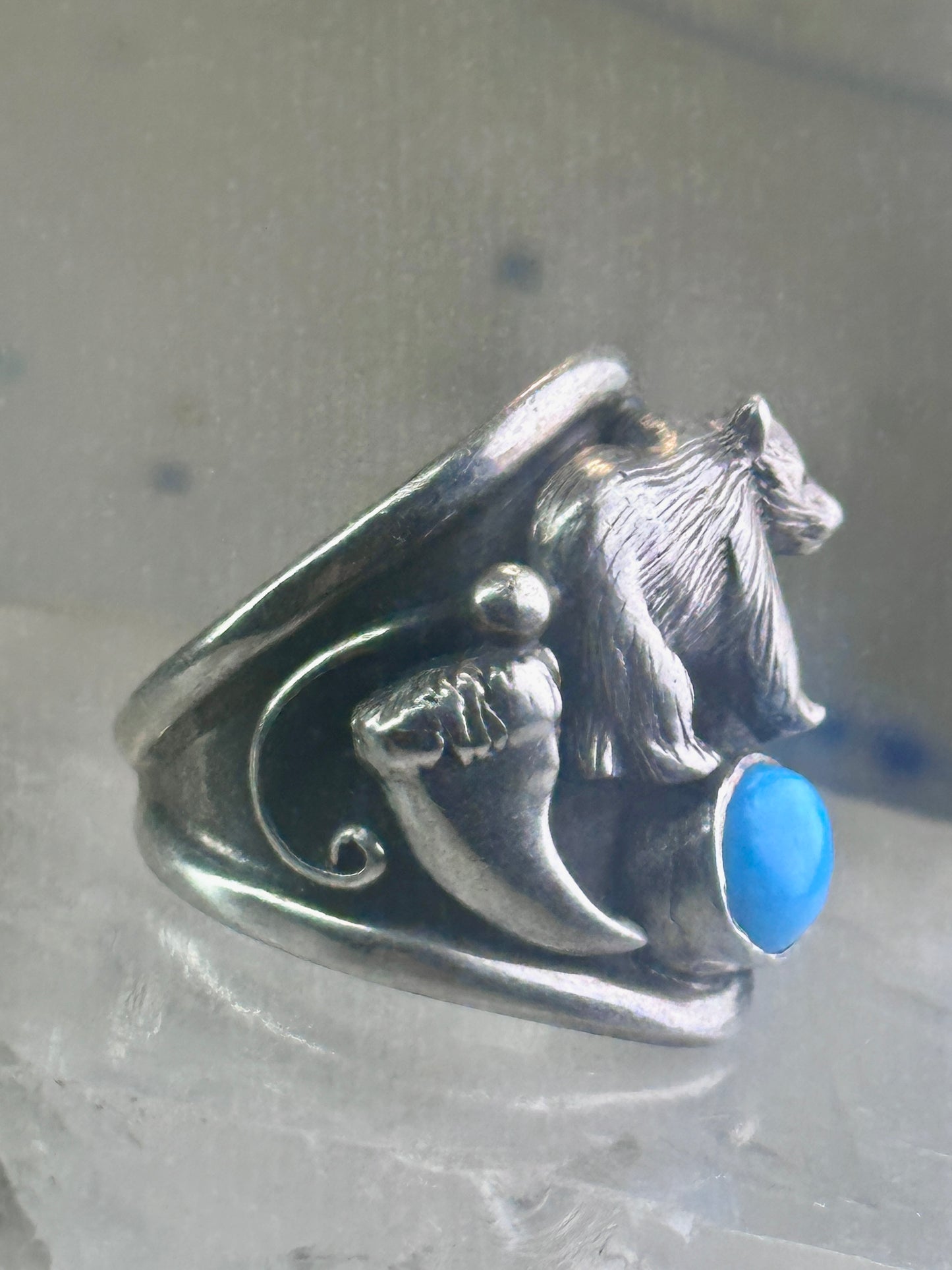 Bear ring turquoise band claw Carolyn Pollack size 7 sterling silver women