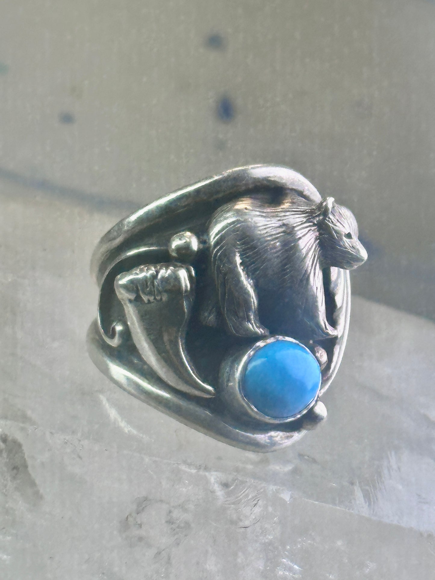 Bear ring turquoise band claw Carolyn Pollack size 7 sterling silver women