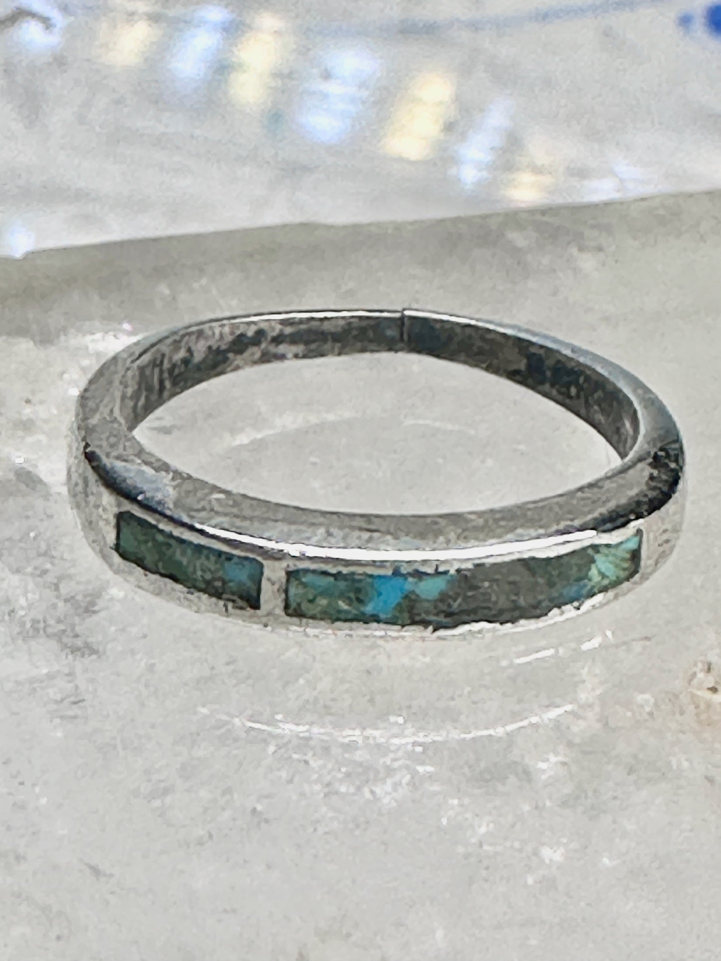 Turquoise ring southwest stacker slender band size 5.25 pinky sterling silver women AS IS