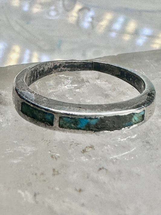 Turquoise ring southwest stacker slender band size 5.25 pinky sterling silver women AS IS