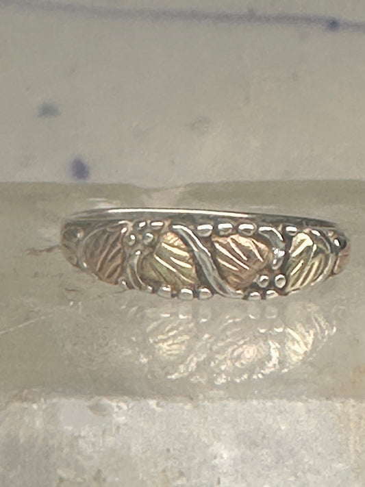 Black Hills Gold ring slender leaves wedding band size 5 sterling silver women girls