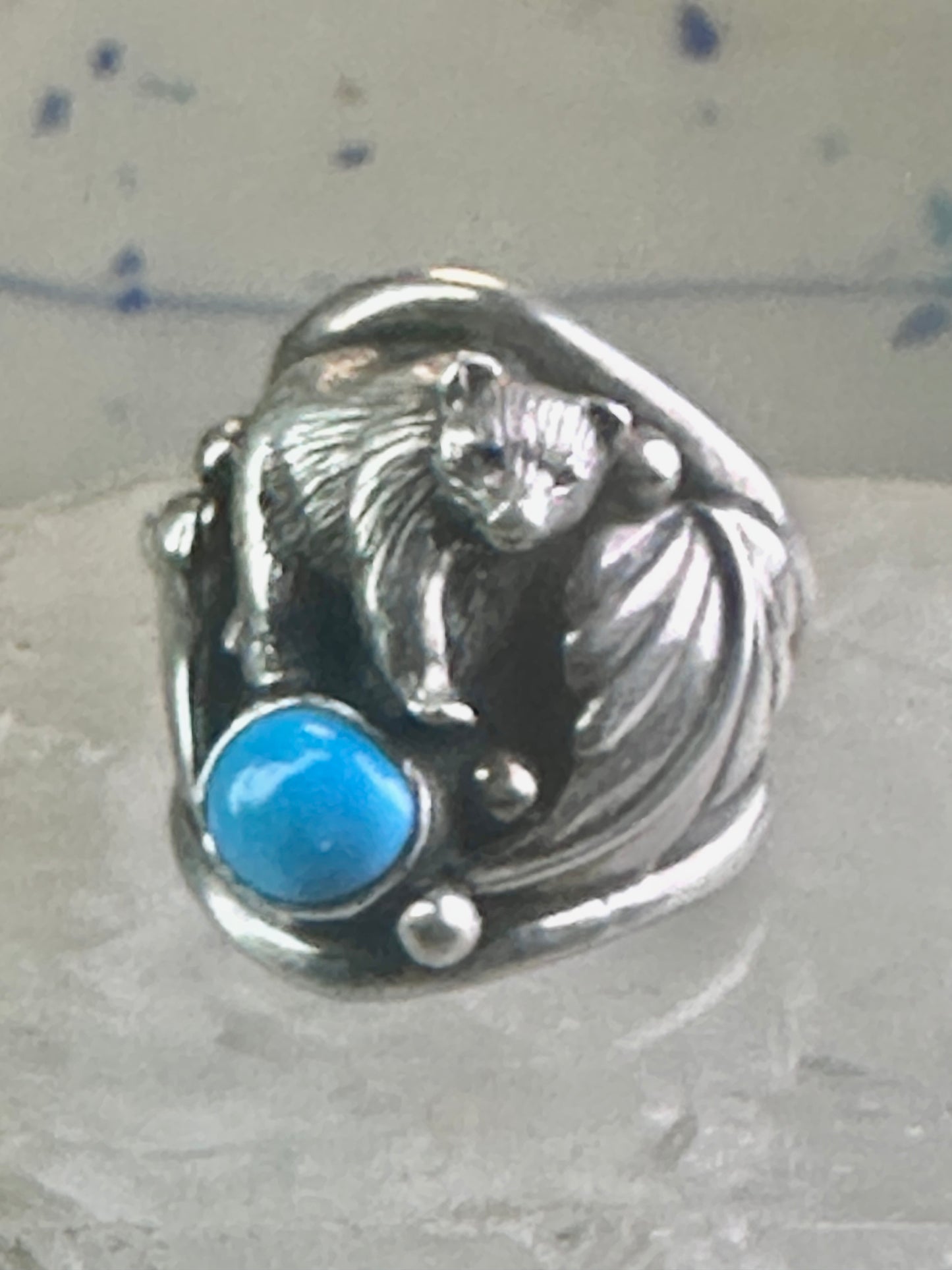 Bear ring turquoise band claw Carolyn Pollack size 7 sterling silver women