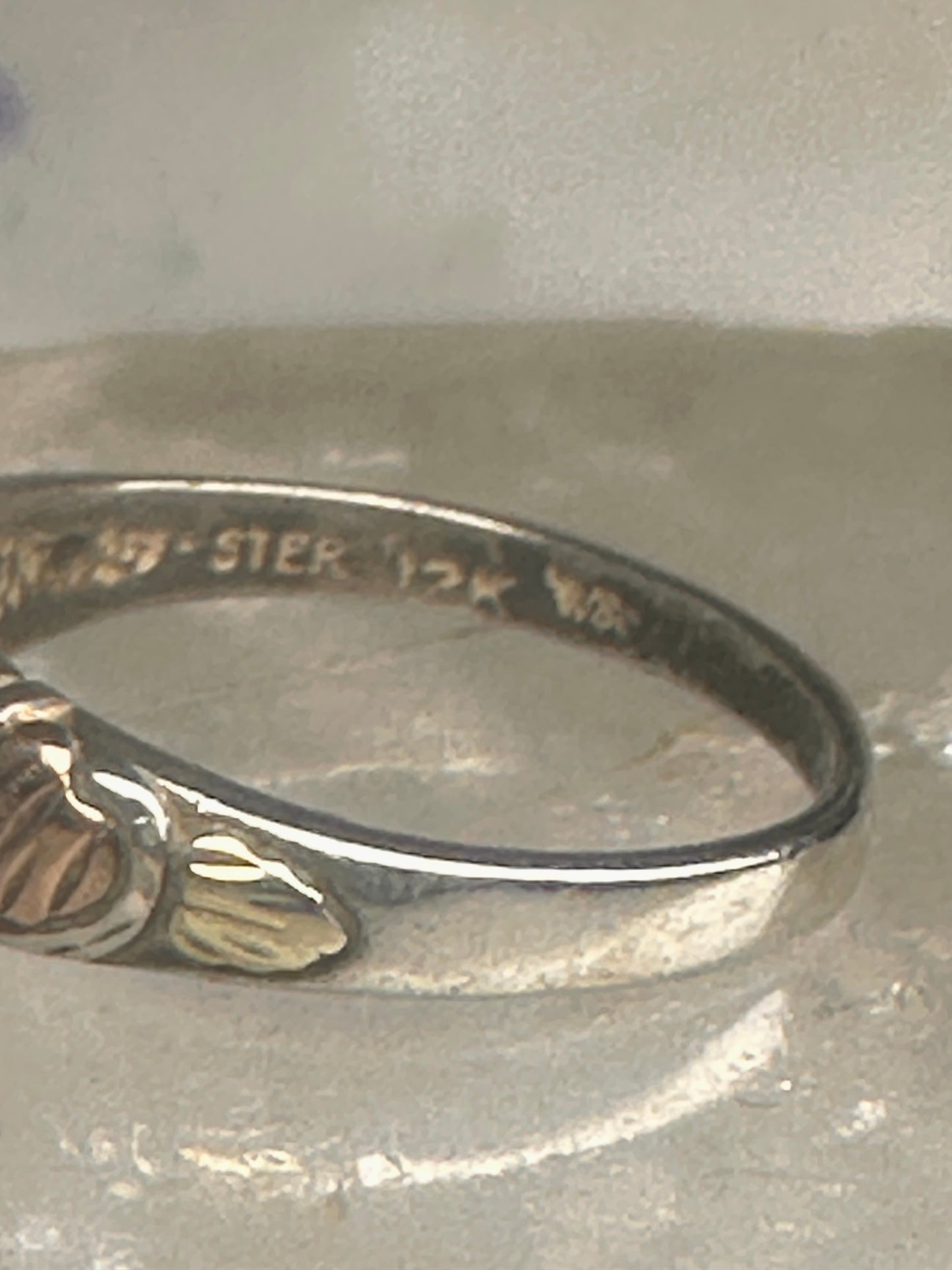 Black Hills Gold ring slender leaves wedding band size 5 sterling silver women girls