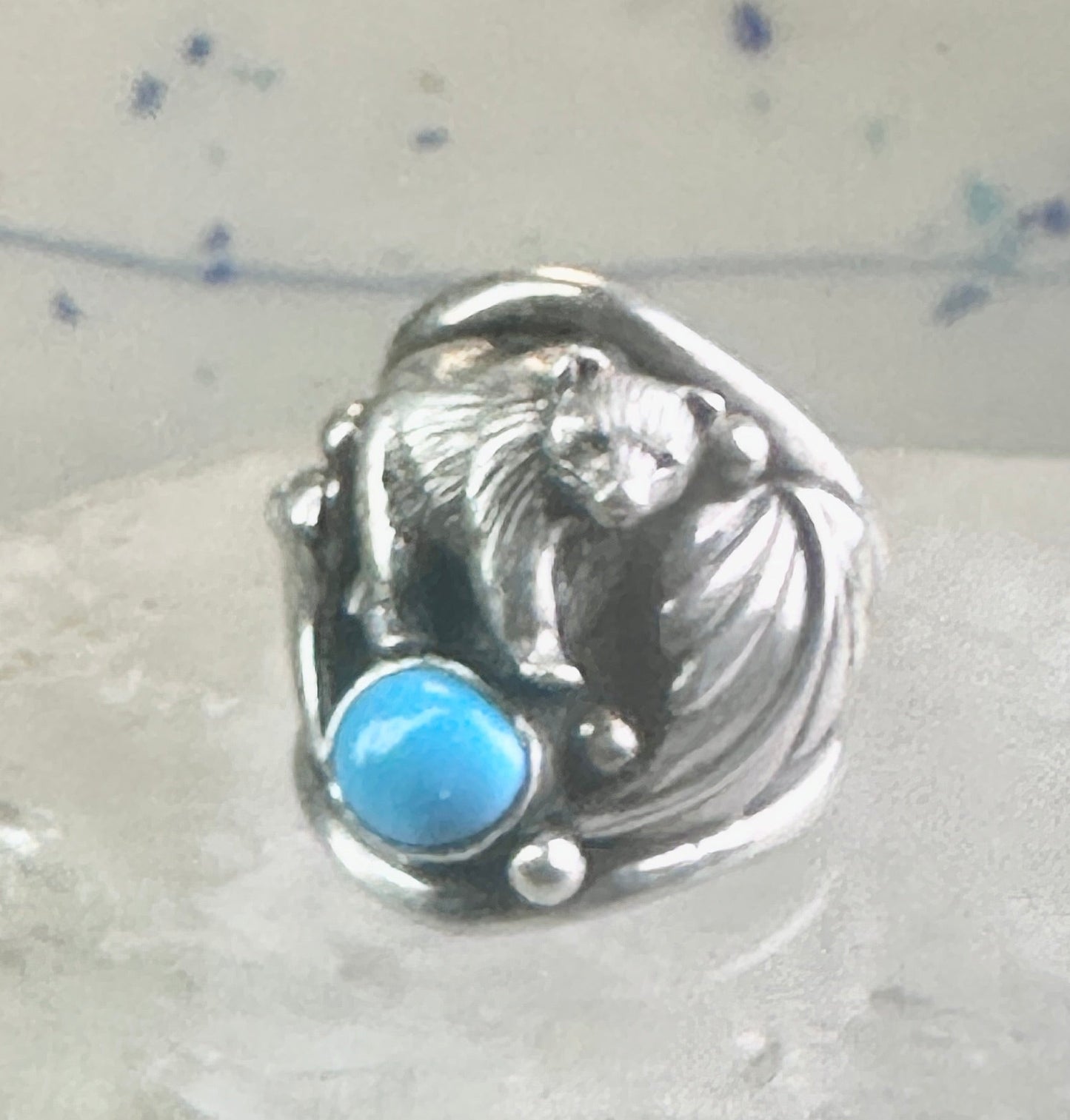 Bear ring turquoise band claw Carolyn Pollack size 7 sterling silver women