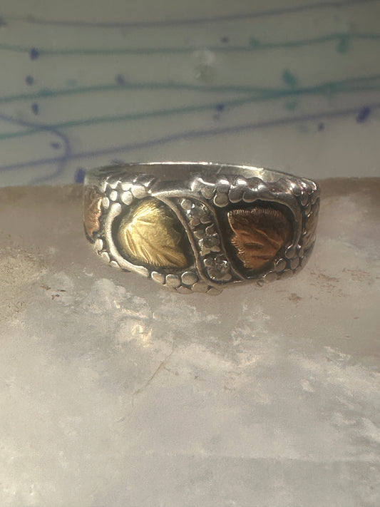 Black Hills Gold ring size 10 leaves wedding band sterling silver girls women men