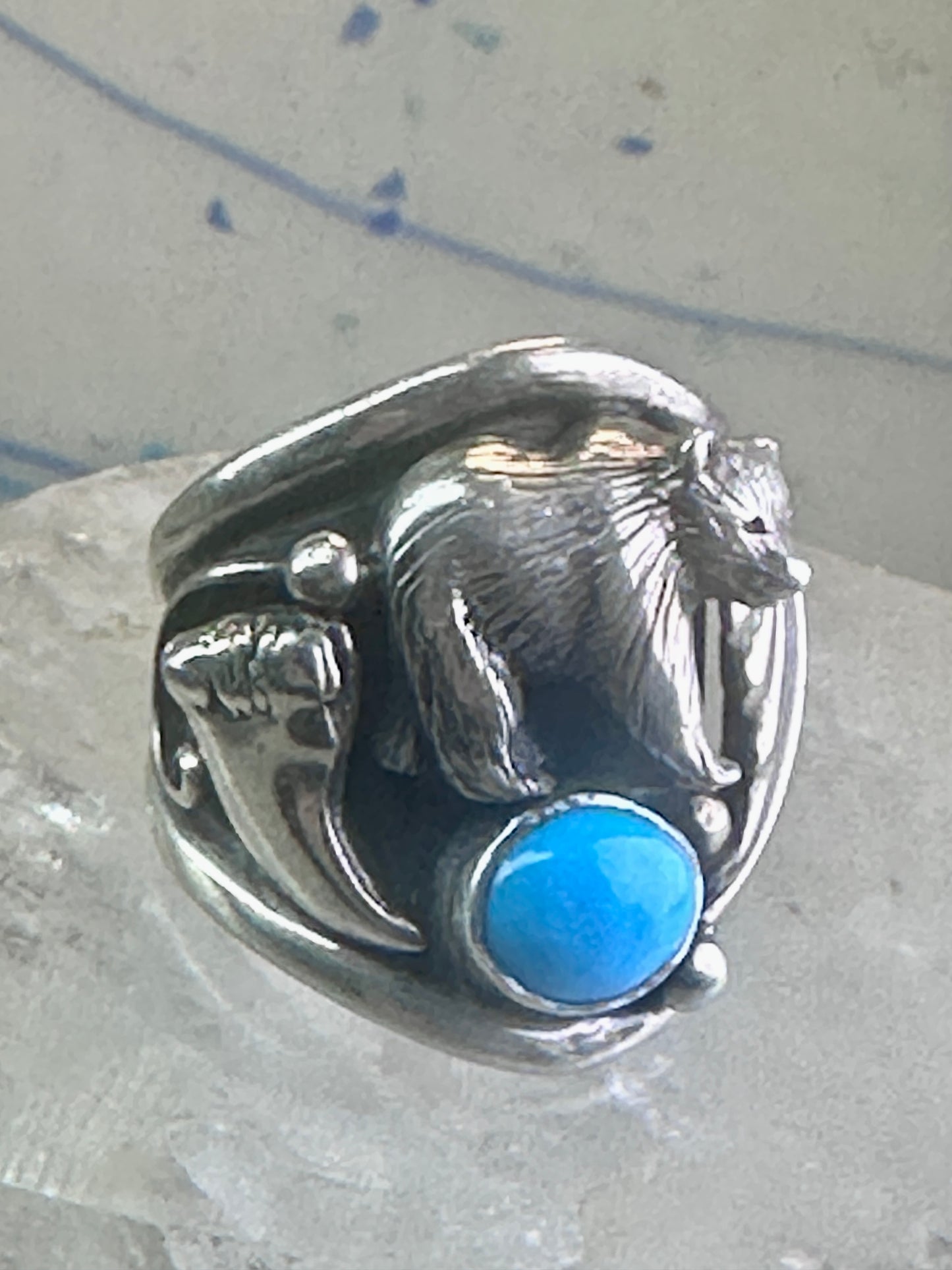 Bear ring turquoise band claw Carolyn Pollack size 7 sterling silver women