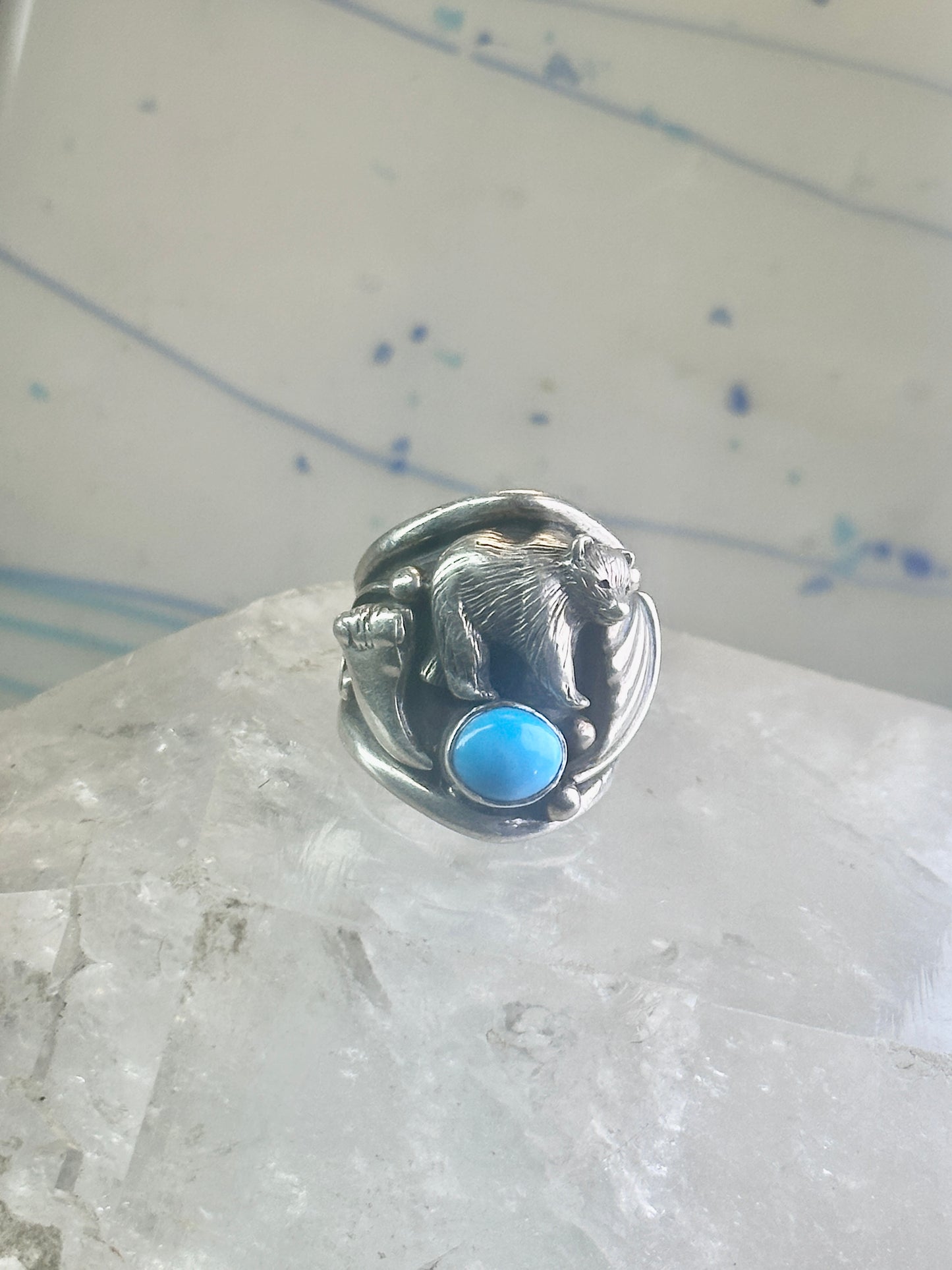 Bear ring turquoise band claw Carolyn Pollack size 7 sterling silver women