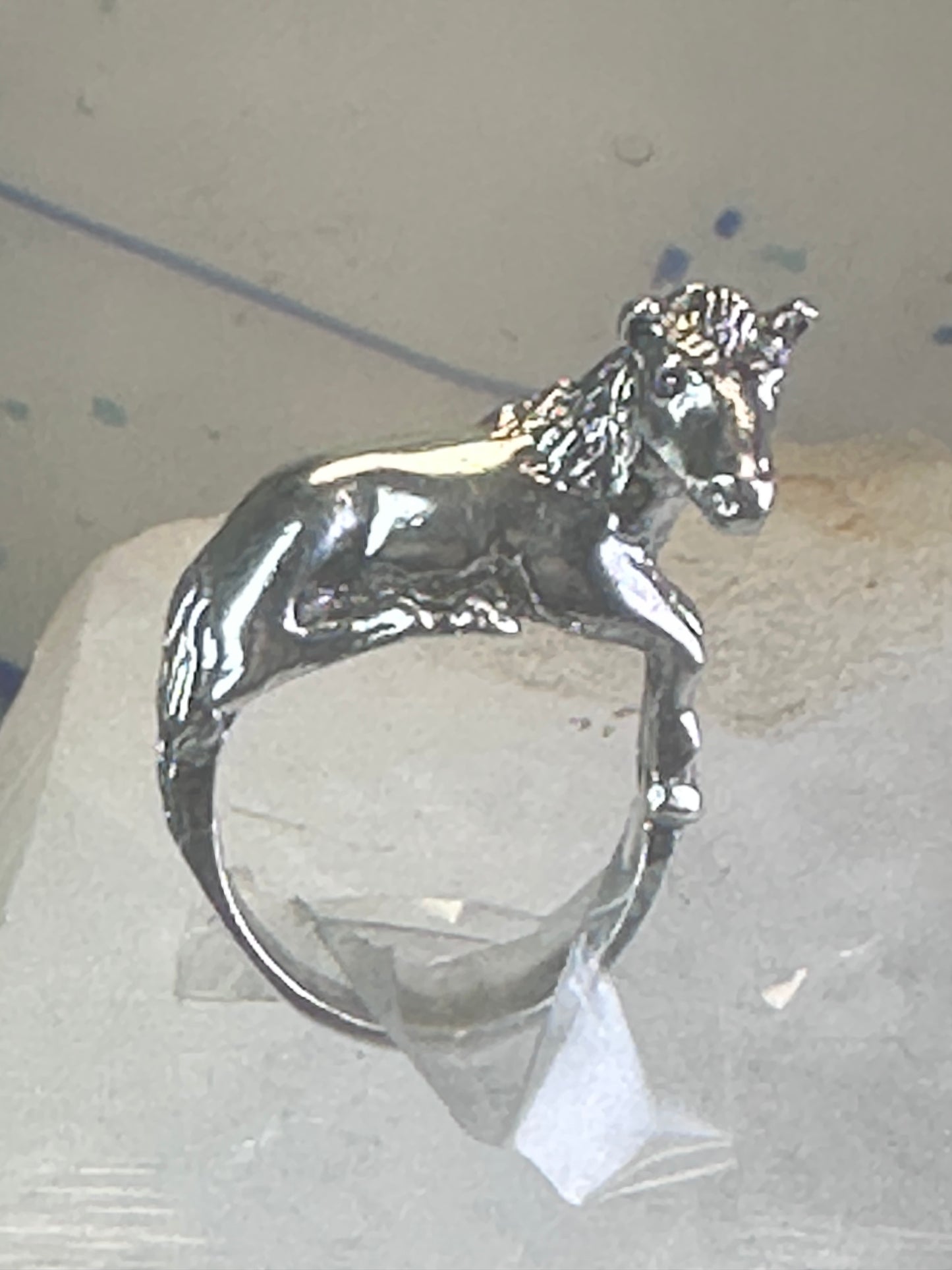 Horse ring animal band size 5 cowgirl sterling silver women