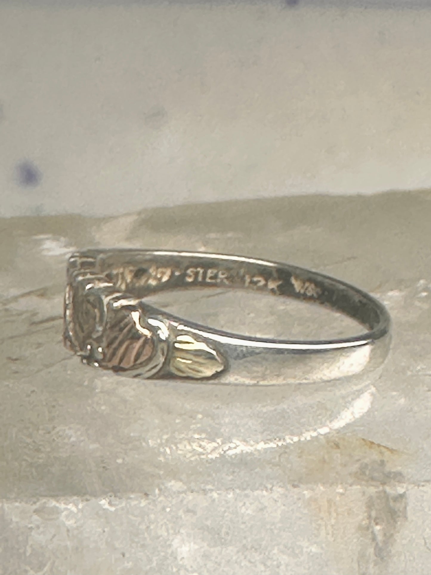 Black Hills Gold ring slender leaves wedding band size 5 sterling silver women girls