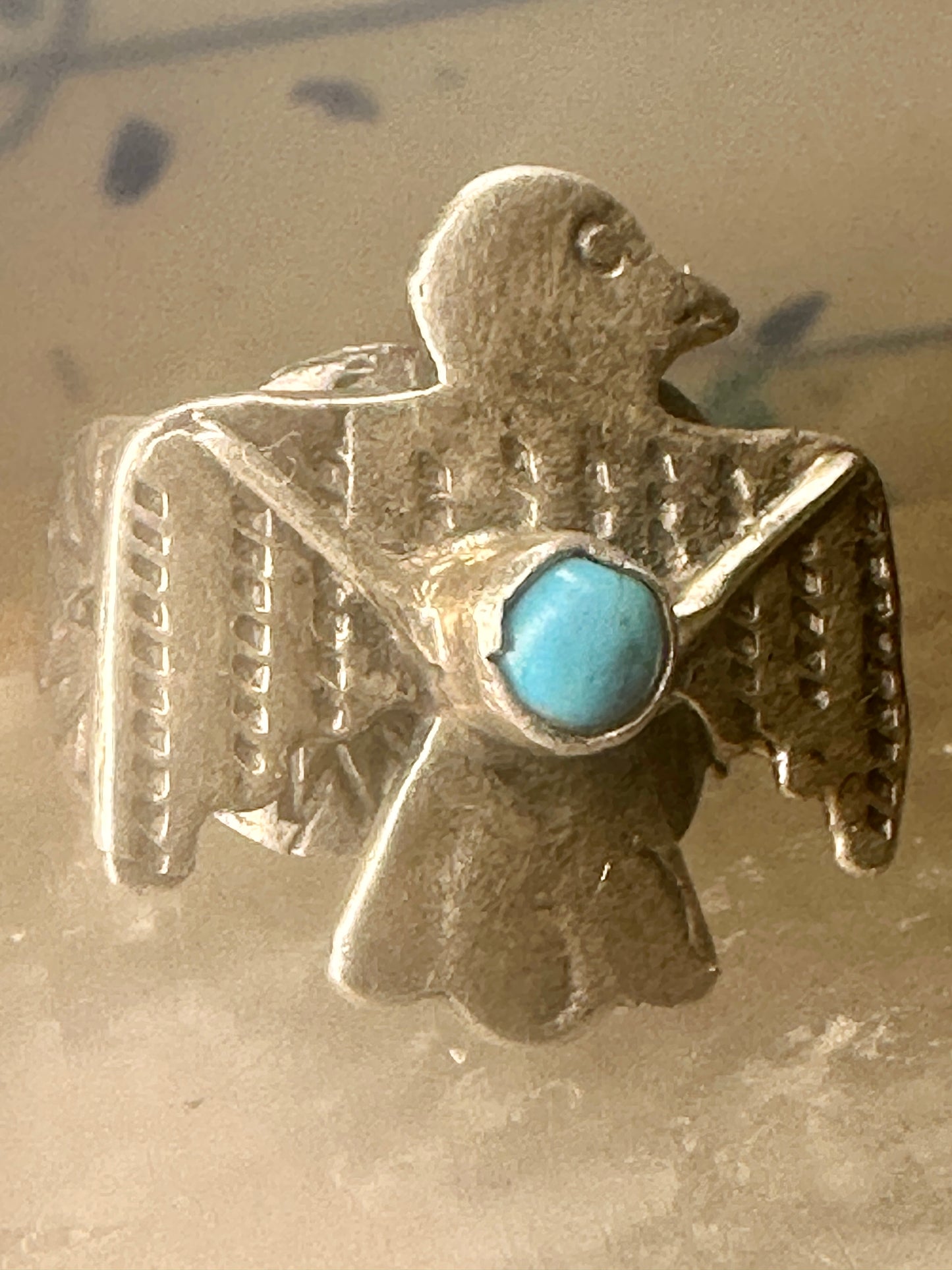 Phoenix ring Turquoise band  Navajo size 5.75 sterling silver women