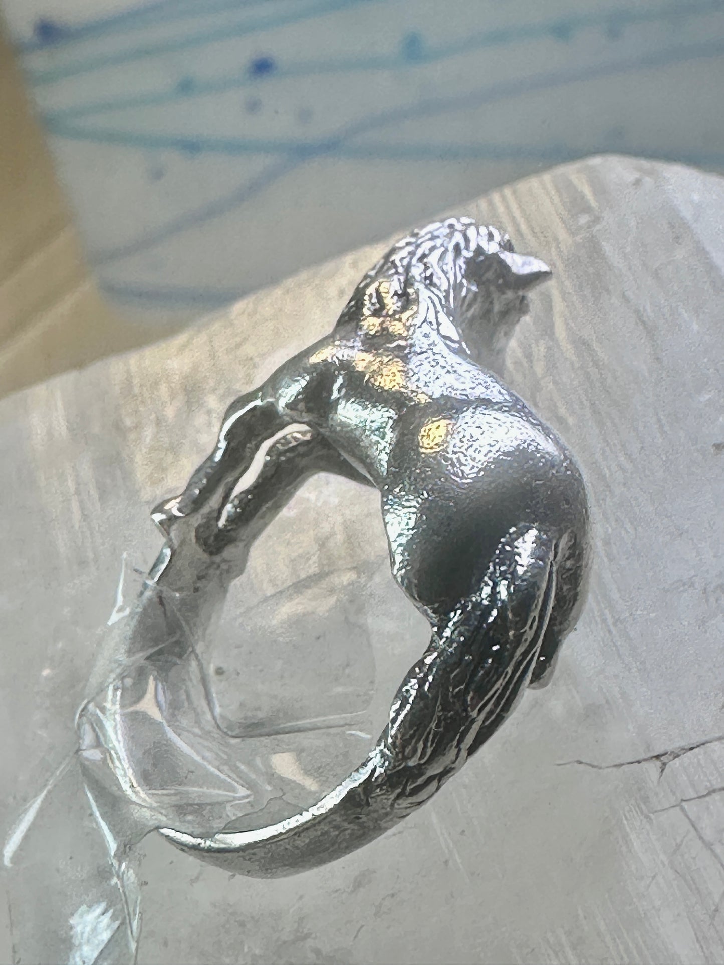 Horse ring animal band size 5 cowgirl sterling silver women