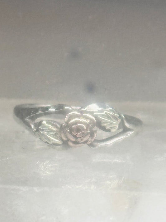 Black Hills Gold ring Rose Flower Leaves wedding band size 5.5 sterling silver women girls