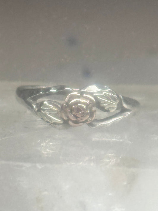 Black Hills Gold ring Rose Flower Leaves wedding band size 5.5 sterling silver women girls