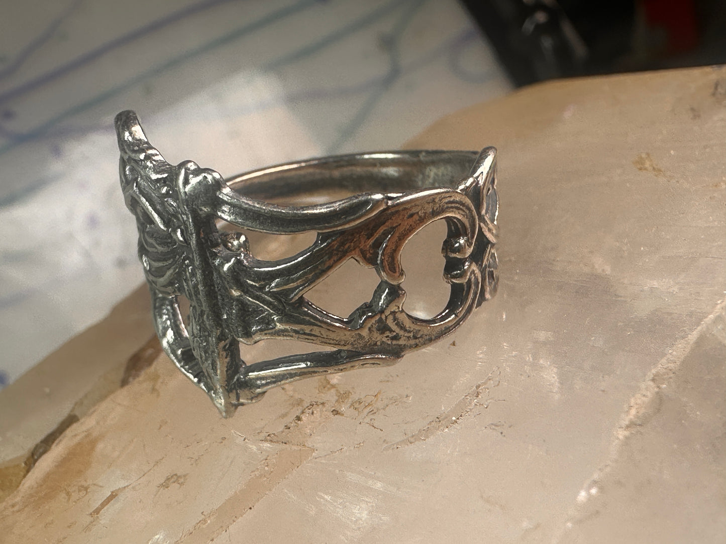 Lady Godiva Spoon Ring on a Horse sterling silver band size 7 sterling silver