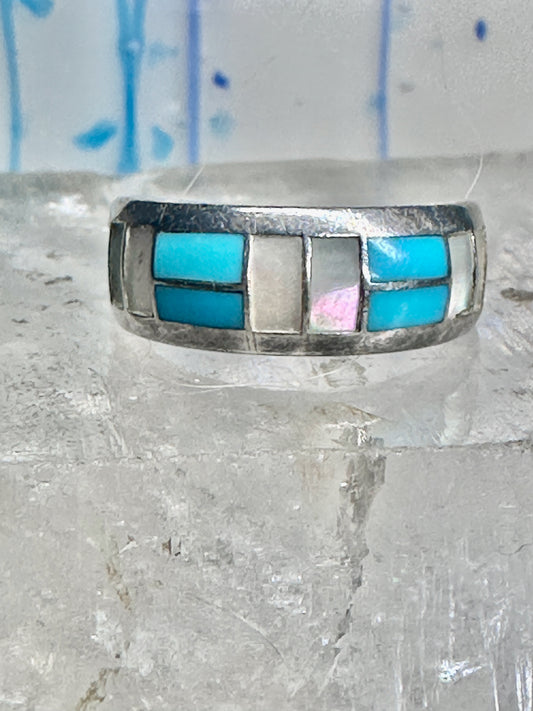 Turquoise ring southwest MOP band size 8.50 sterling silver women&nbsp;