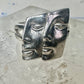 Face ring twin faces band size 10.75 sterling silver women