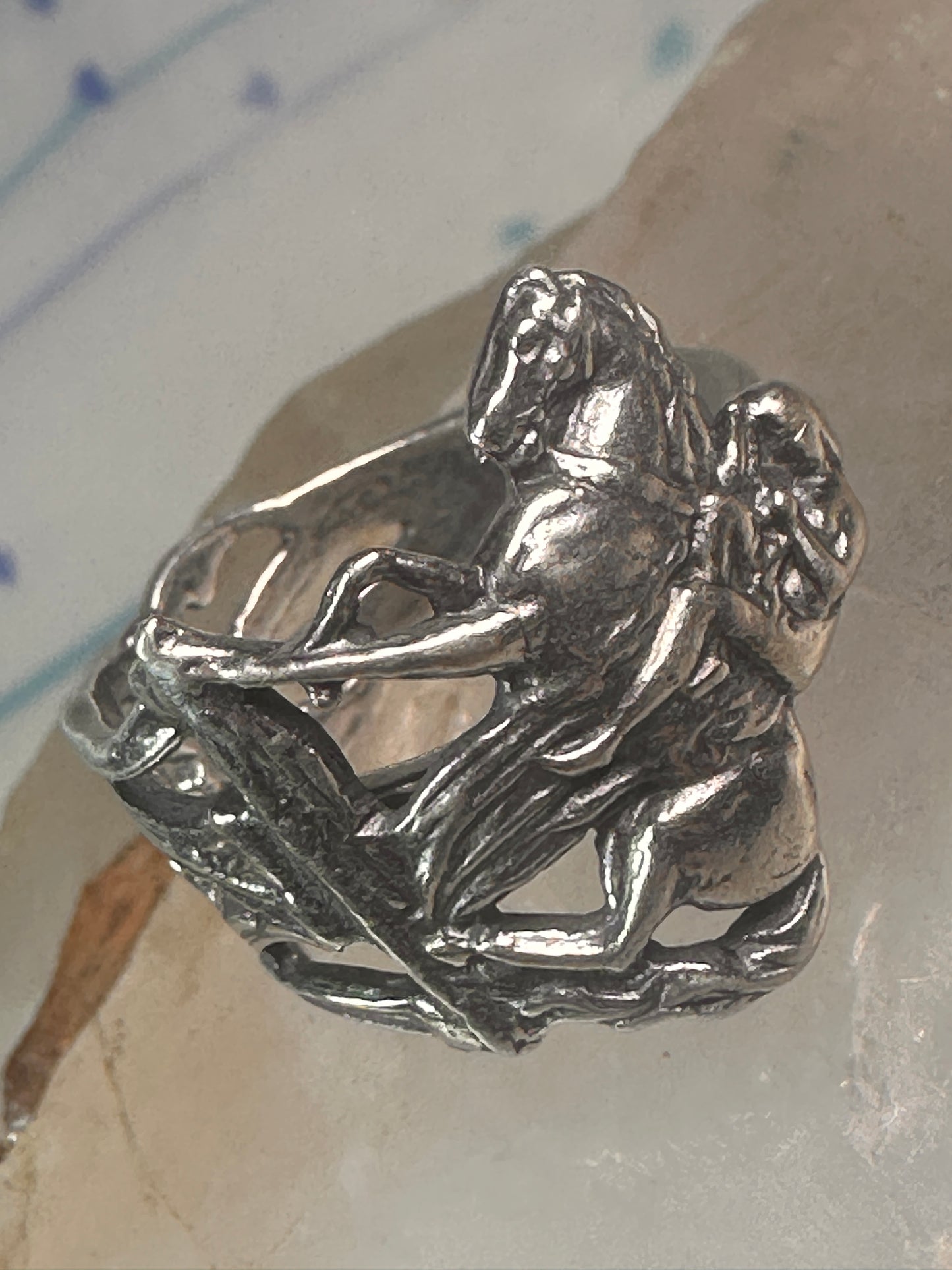 Lady Godiva Spoon Ring on a Horse sterling silver band size 7 sterling silver