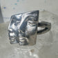 Face ring twin faces band size 10.75 sterling silver women