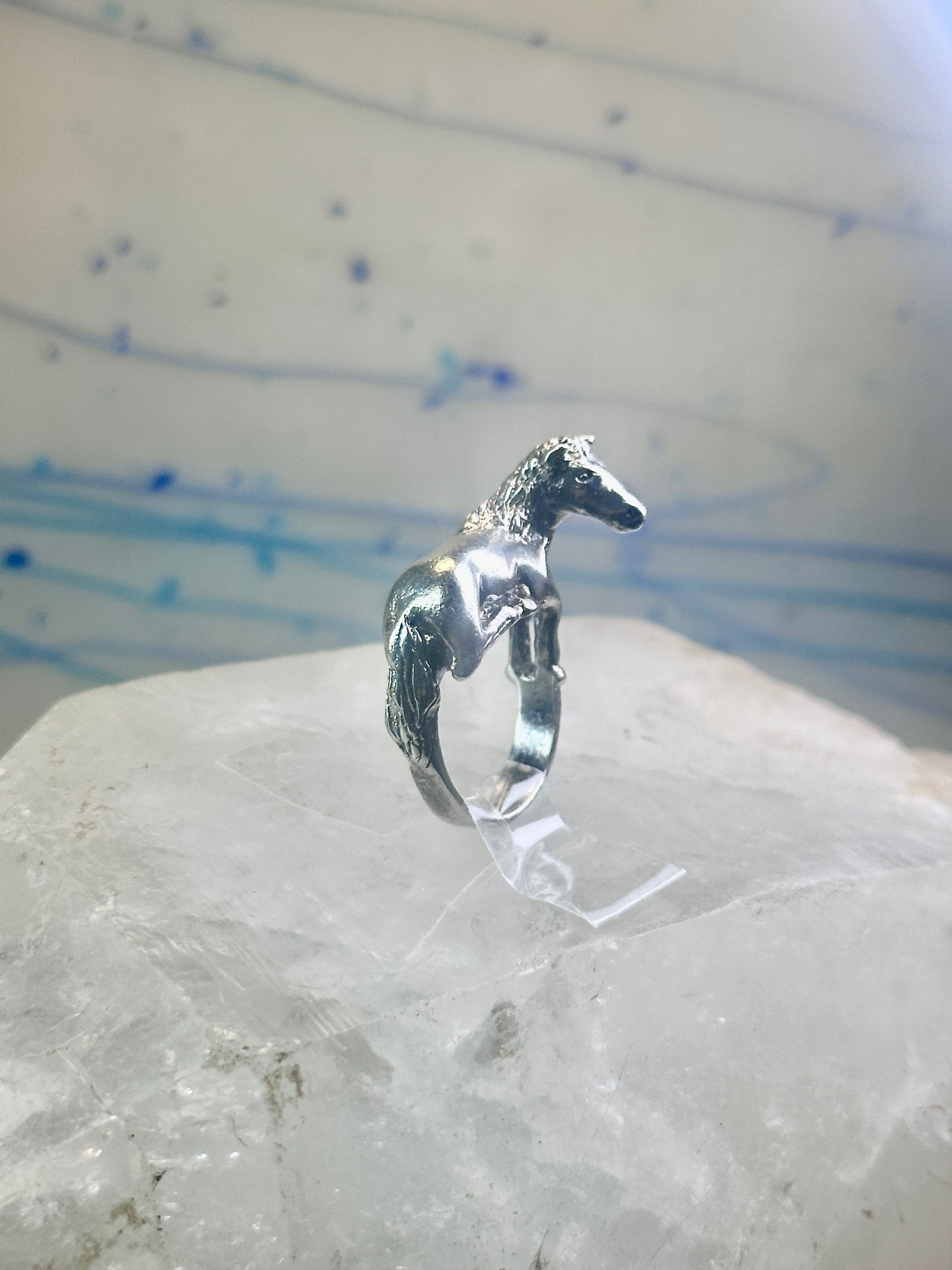 Horse ring animal band size 5 cowgirl sterling silver women