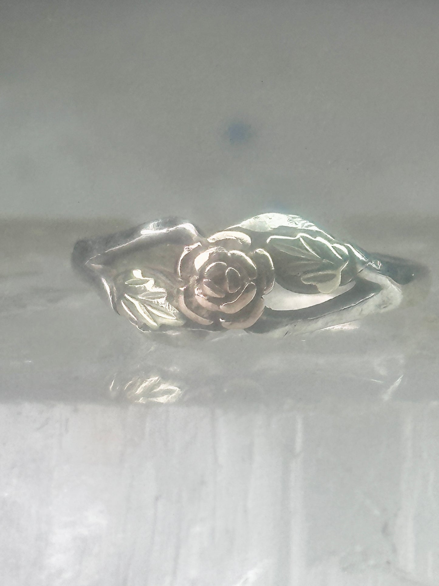 Black Hills Gold ring Rose Flower Leaves wedding band size 5.5 sterling silver women girls