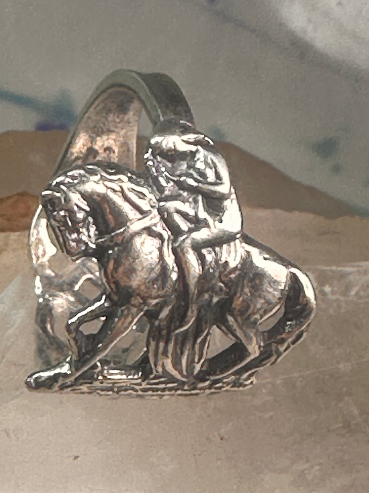 Lady Godiva Spoon Ring on a Horse sterling silver band size 7 sterling silver