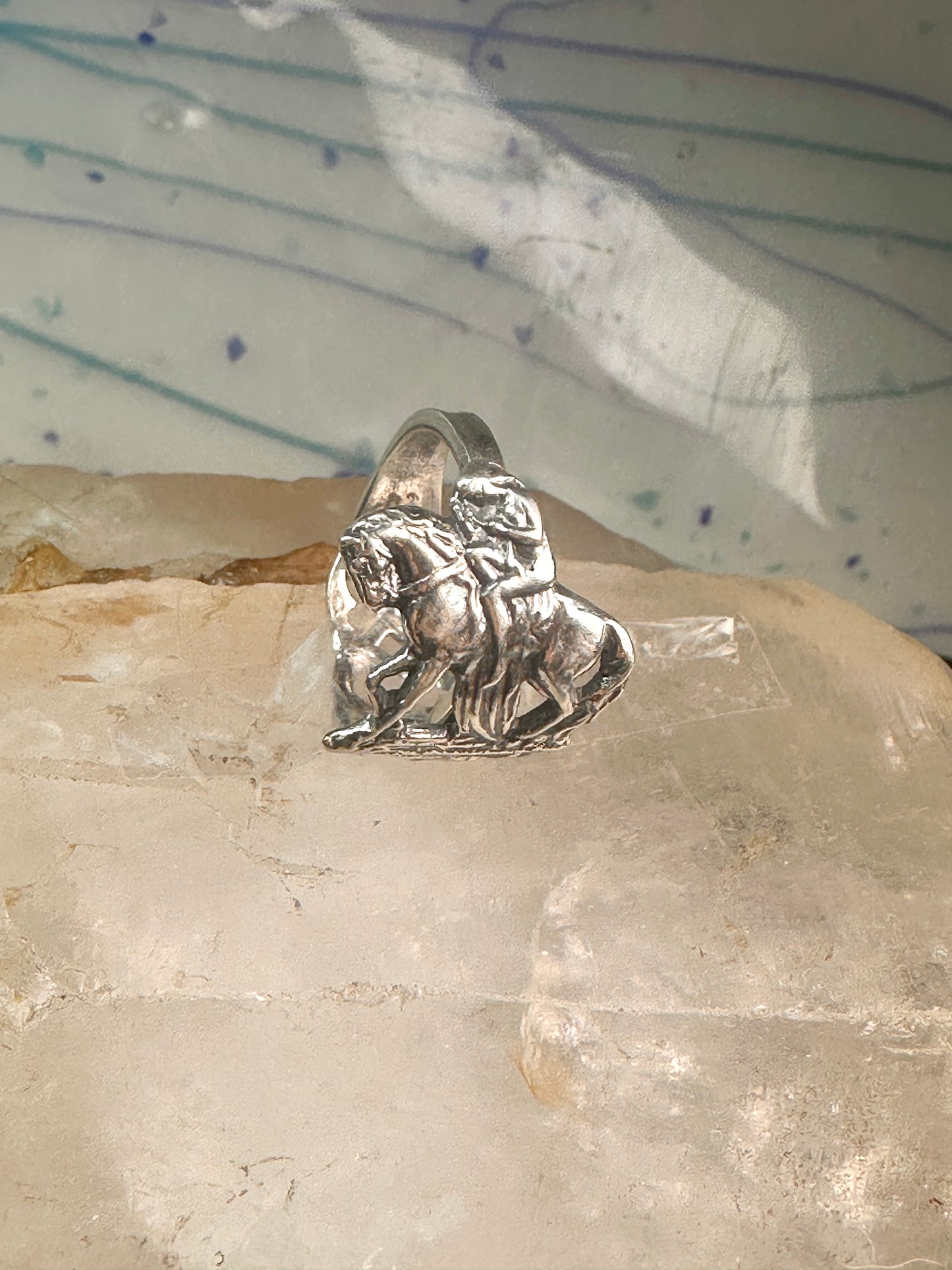 Lady Godiva Spoon Ring on a Horse sterling silver band size 7 sterling silver