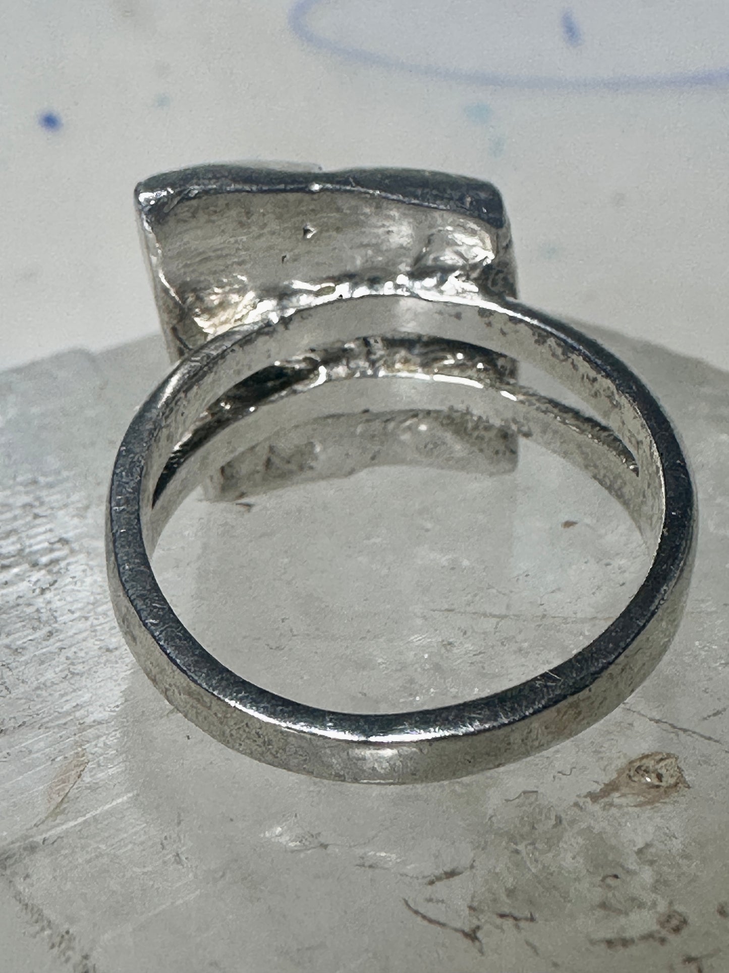 Face ring twin faces band size 10.75 sterling silver women