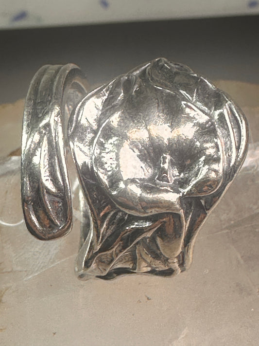 Spoon ring Arum Calla Lily band sterling silver size 8 sterling silver