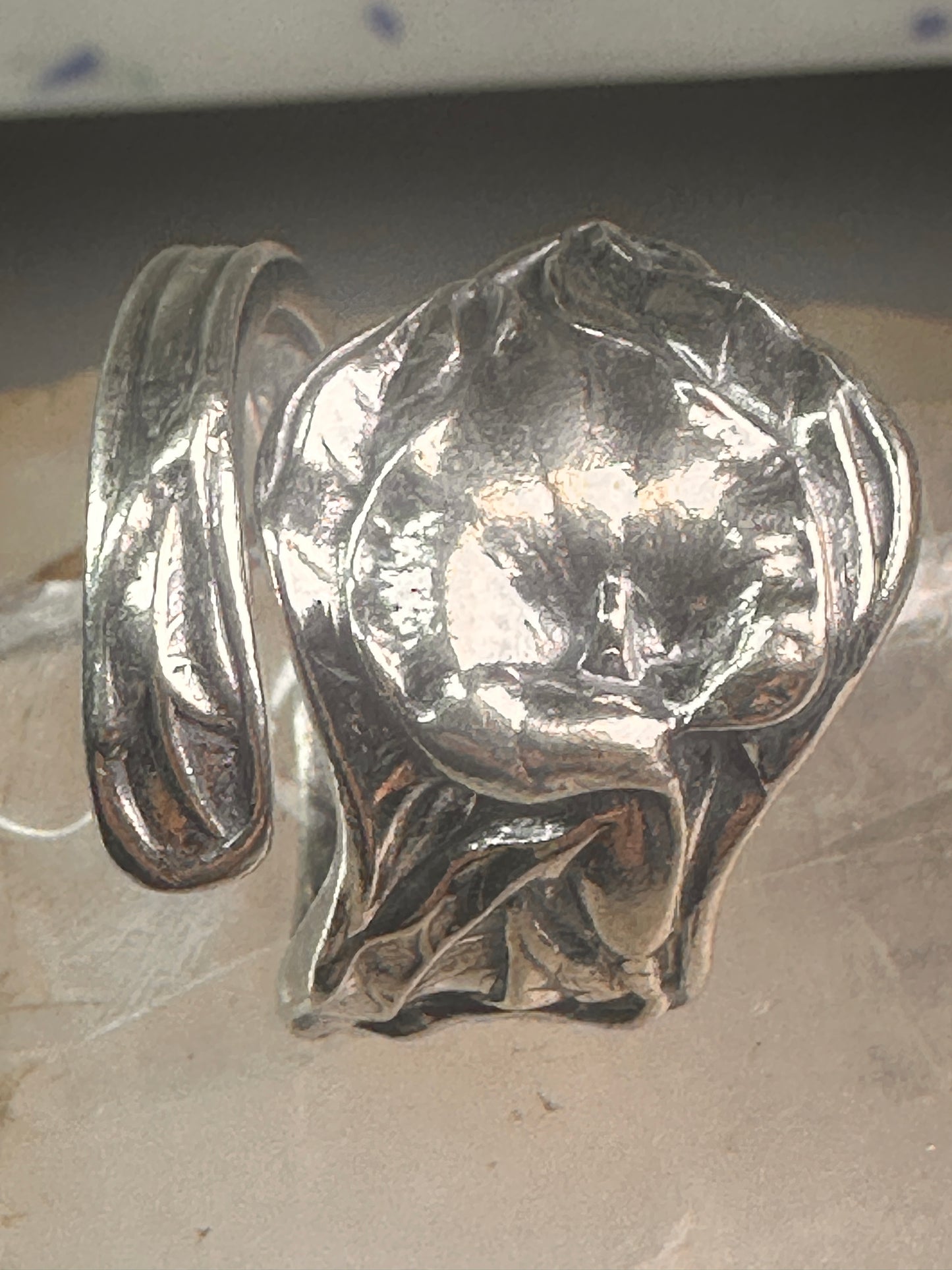 Spoon ring Arum Calla Lily band sterling silver size 8 sterling silver