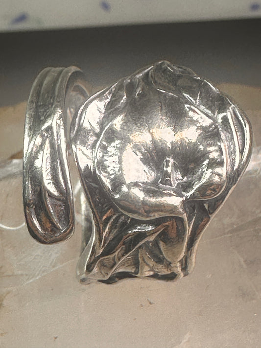 Spoon ring Arum Calla Lily band sterling silver size 8 sterling silver