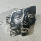 Face ring twin faces band size 10.75 sterling silver women