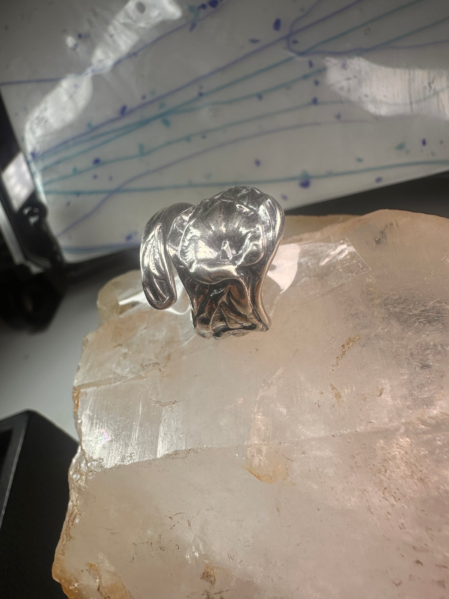 Spoon ring Arum Calla Lily band sterling silver size 8 sterling silver