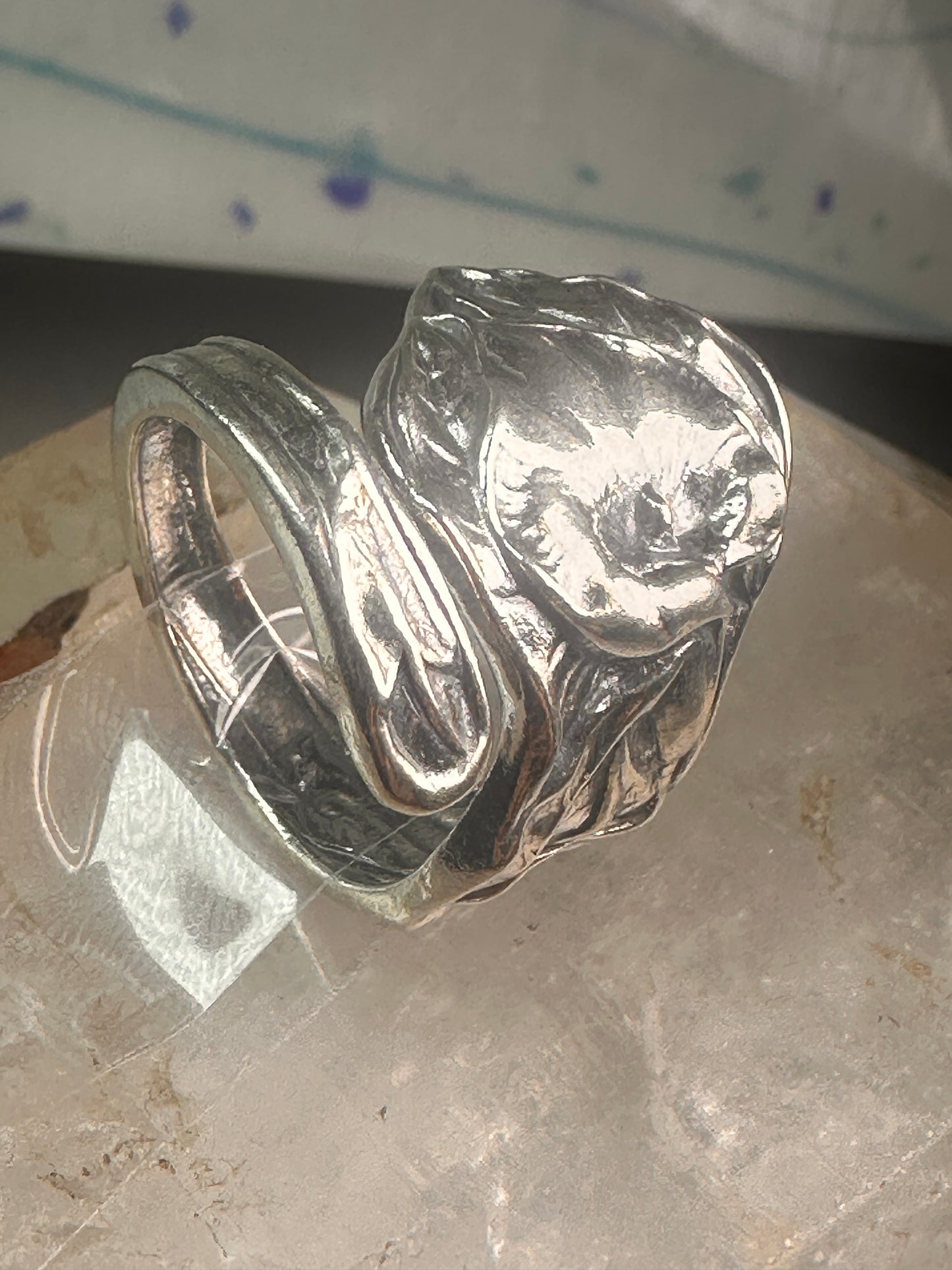 Spoon ring Arum Calla Lily band sterling silver size 8 sterling silver