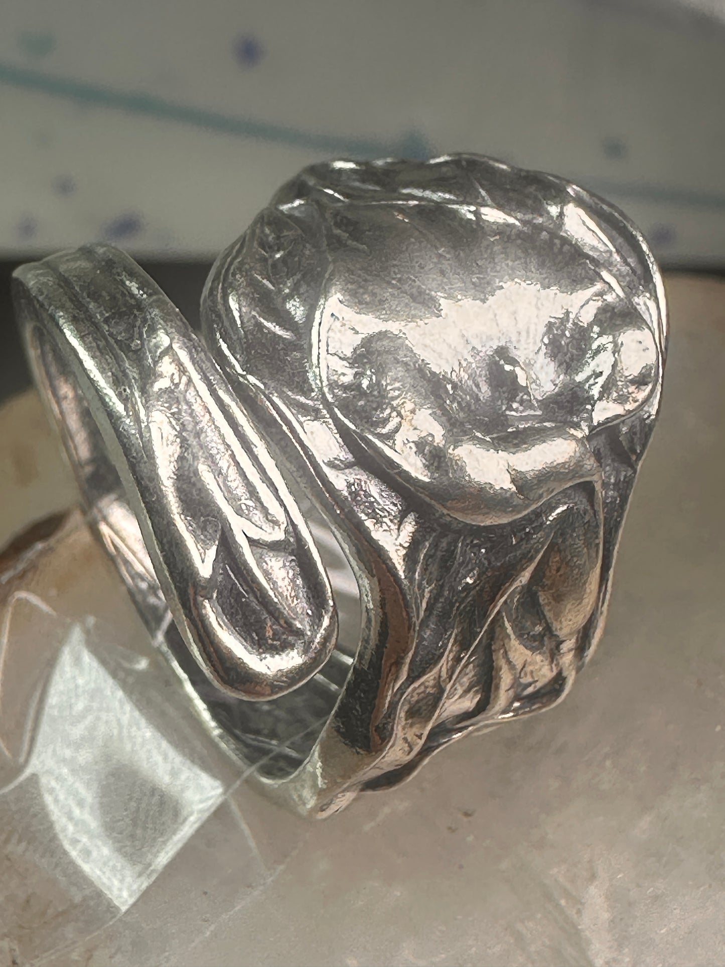 Spoon ring Arum Calla Lily band sterling silver size 8 sterling silver