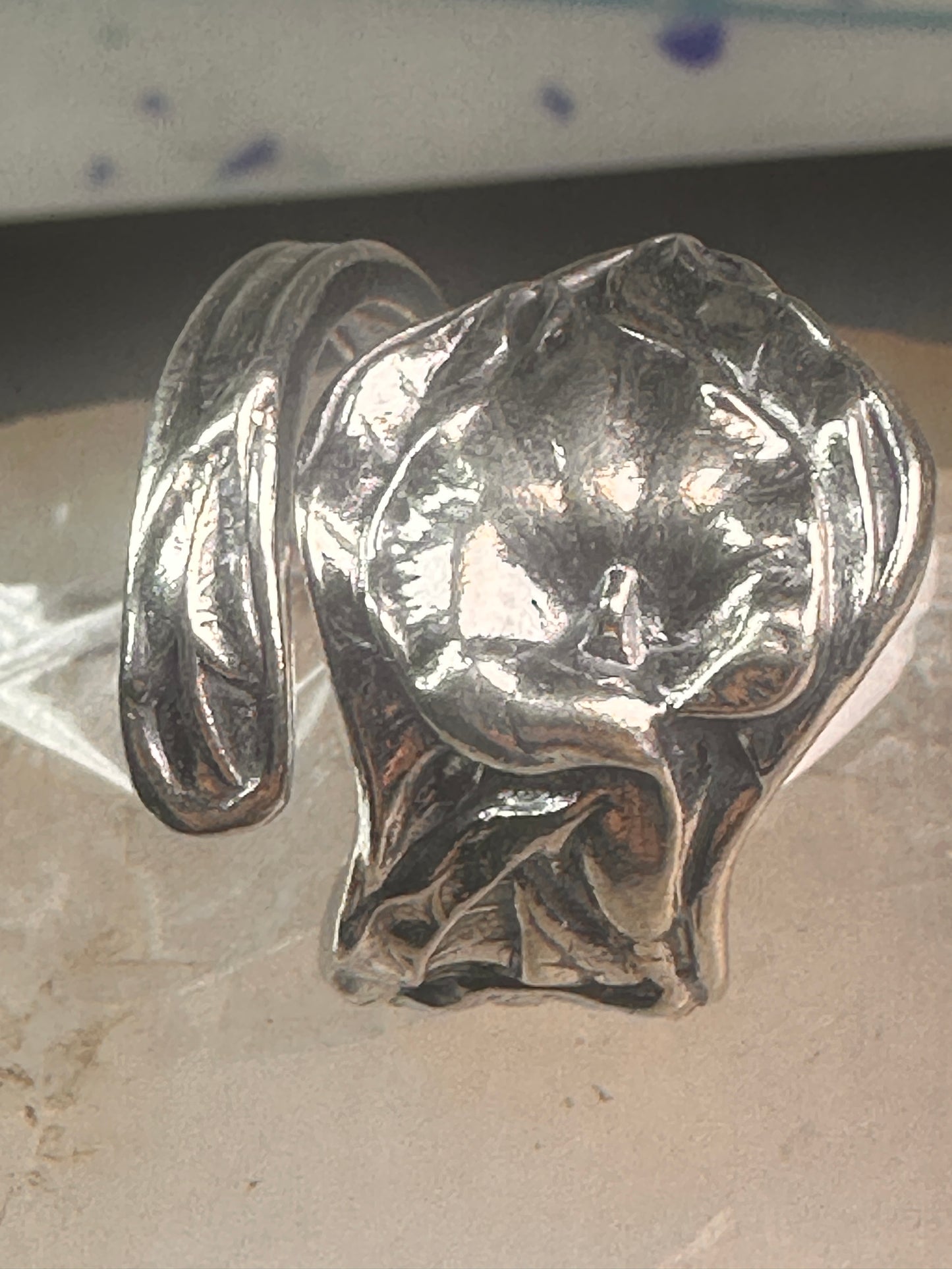 Spoon ring Arum Calla Lily band sterling silver size 8 sterling silver